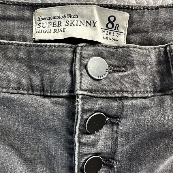 Abercrombie and Fitch Button Fly Super Skinny High Rise Jeans - Image 4