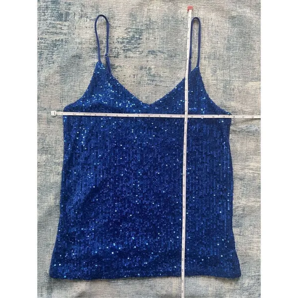Pulse Boutique Blue Sequin Tank Top XS - Image 4