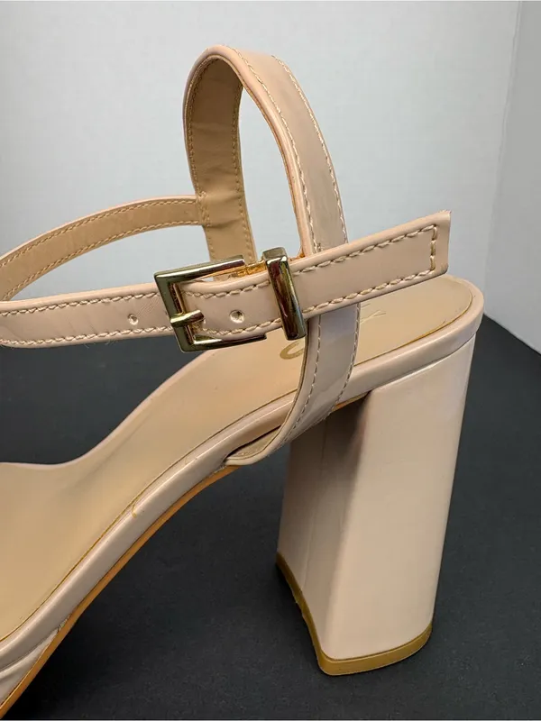Mix No. 6 Nude Patent Block Heel Sandals with Ankle Strap - Image 8