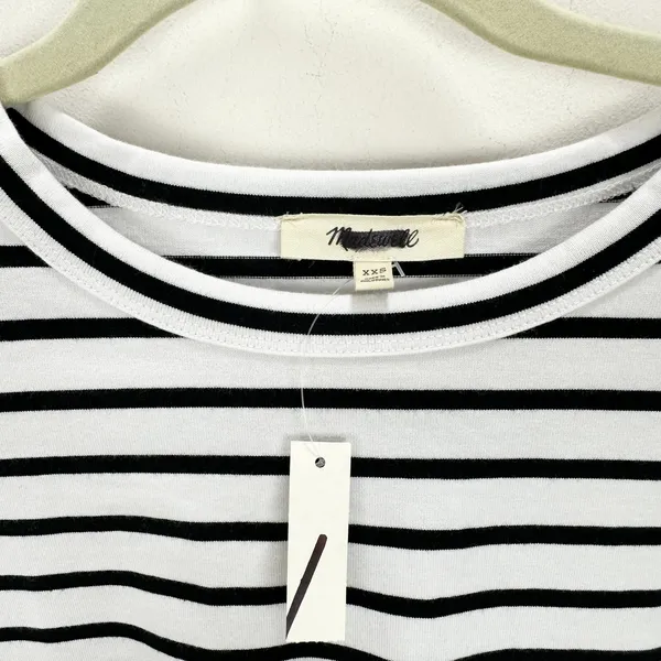 Madewell Everyday Boxy Crop Tee Short Striped Cotton White Relaxed XXS NWT - Image 8