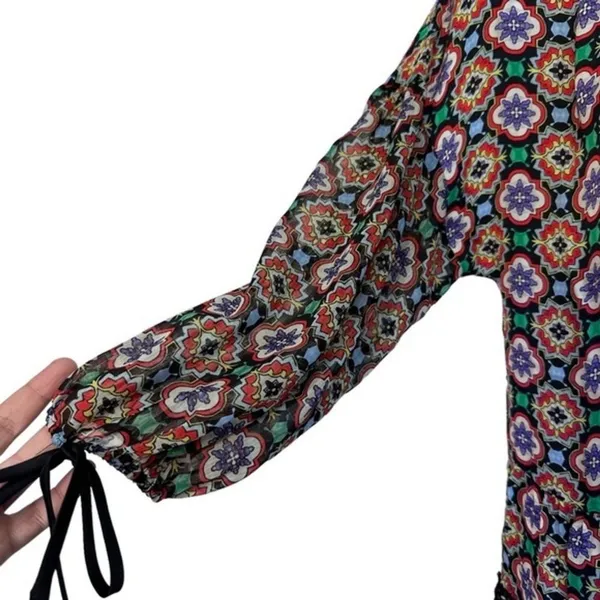 ALICE & OLIVIA Arnette Dress S Palace Tiles Drop Waist Tiered cottagecore - Image 10