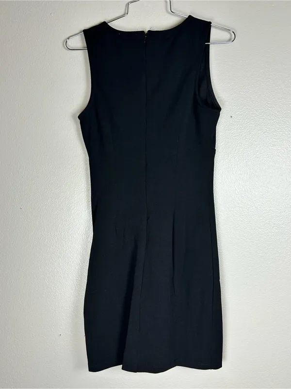 Hello Molly Delicate Encounters Black V-Neck Midi Bodycon Dress Size 2 - Image 5