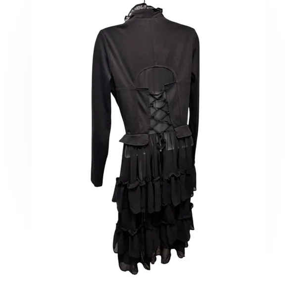 Hot Topic Black Sweetheart Double-Breasted Tiered Ruffle Jacket S Steampunk Goth - Image 9