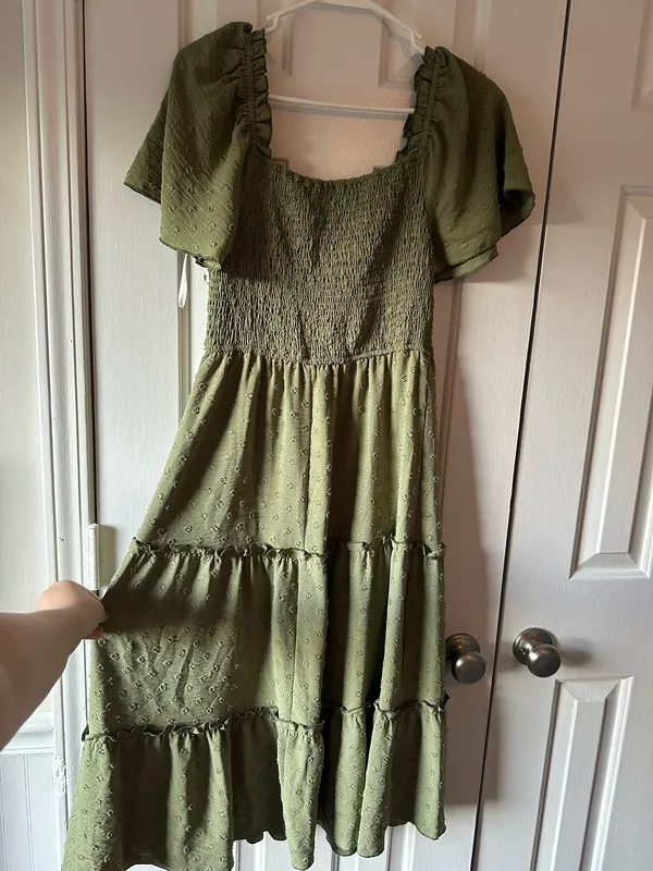 Olive Green Flowy Dress - Image 2
