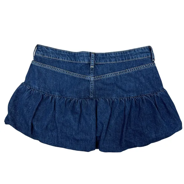 Abercrombie & Fitch Bubble Hem Denim Micro-Mini Jean Skirt 28" Dark Wash Y2K NEW - Image 2
