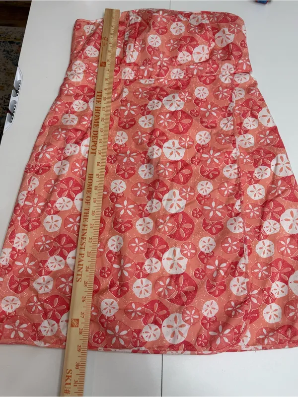 Vineyard Vines Coral and White Strapless Mini Summer Dress size 12 - Image 5
