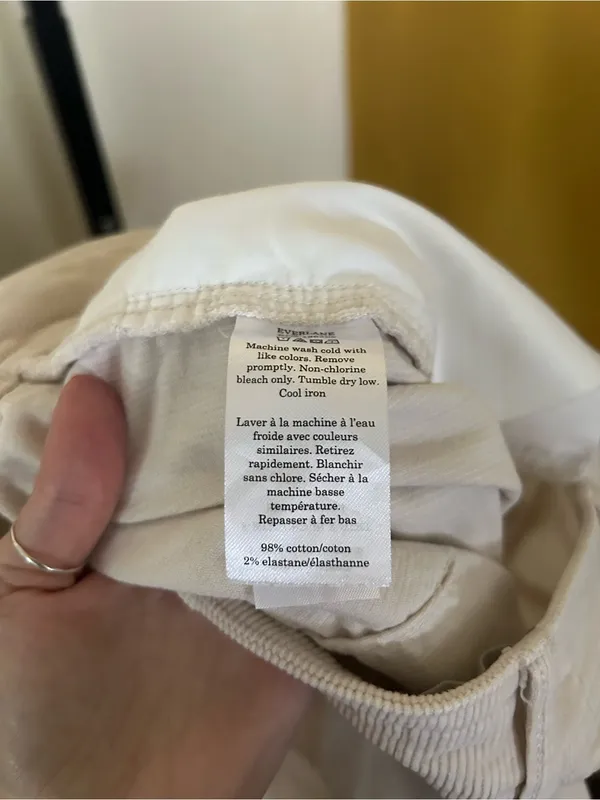 Everlane The Corduroy Wide‎ Leg Pants High Rise Relaxed Canvas Ecru Cream Size 8 - Image 8
