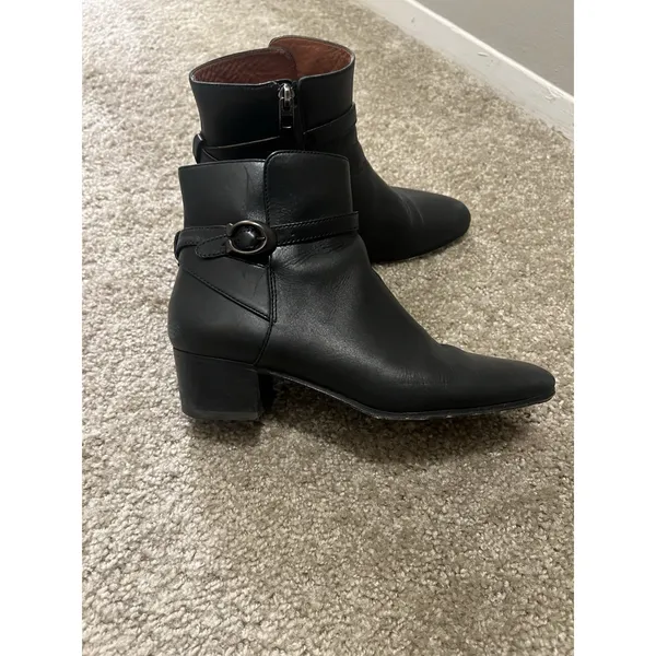 Coach Women's Chrystie Bootie Black Leather Ankle Heeled Size 9 - Image 6