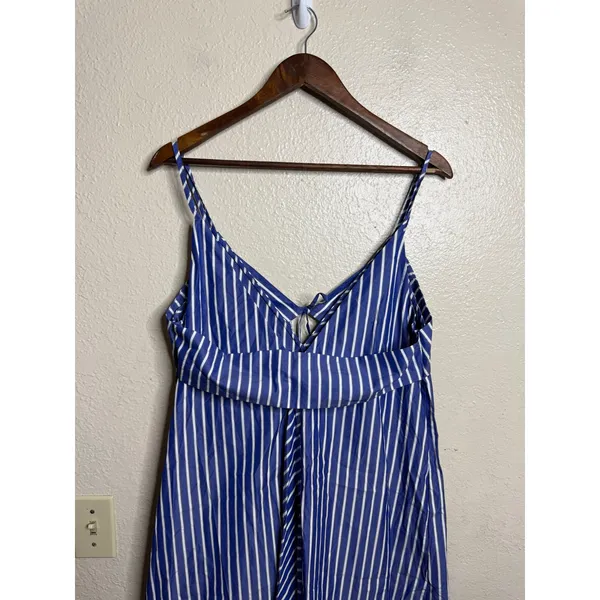 Rebecca Taylor Marseille Stripe Dress 10 Blue White Tie Front Cotton Midi - Image 12