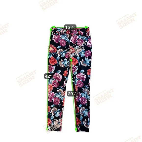 Chicos‎ Black Sateen Rose Floral So Slimming Pants 8 Stretch Slim Fit Casua - Image 10
