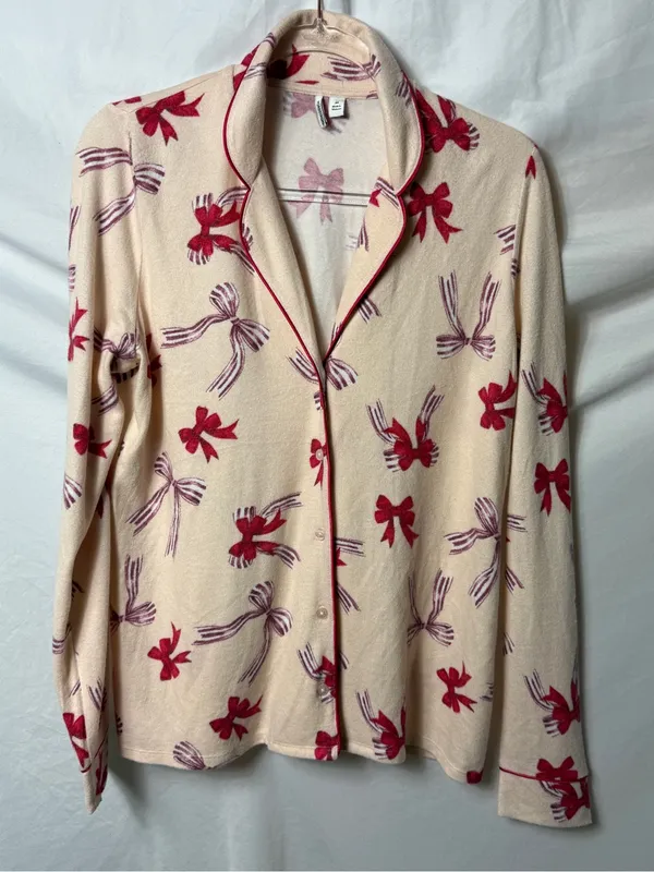 Women’s Pink Bow-Print Pajama Top – Nordstrom NWOT - Image 3