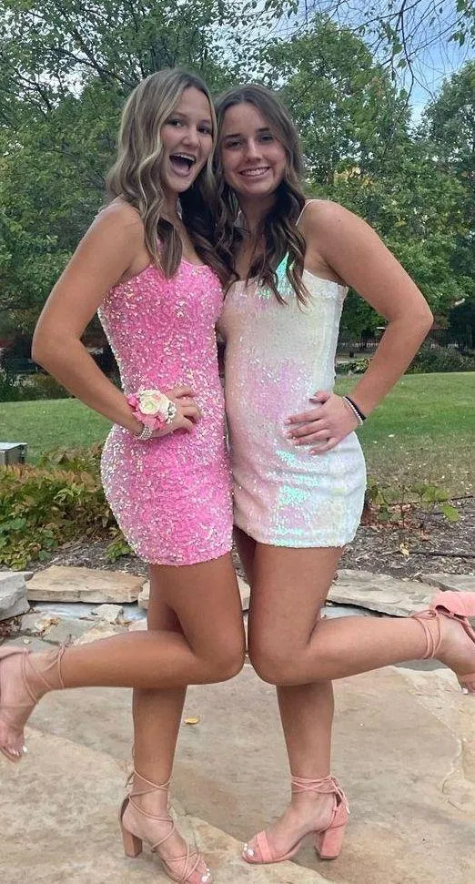 Lucy in the Sky White Homecoming Dress Sequin - Image 4