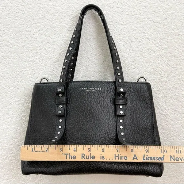 MARC JACOBS Mini T Tote Stud Black Pebbled Leather Crossbody Bag NO STRAP - Image 11
