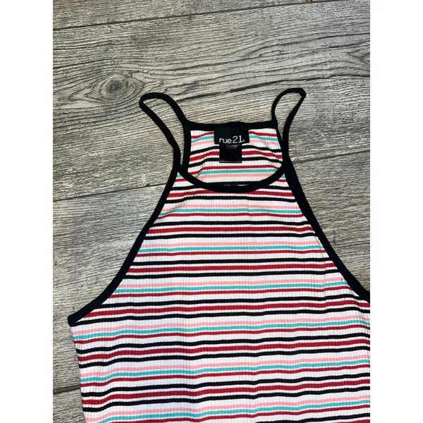 Rue 21 Womens Large Striped Colorful Midi Dress Bodycon‎ Sleeveless - Image 2