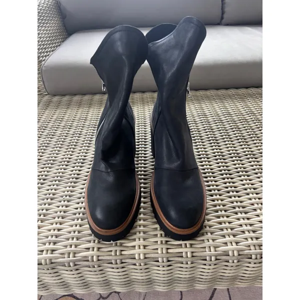 Free People‎ Jack Zip Leather Boot Size 41 boho heel platform equestrian layered - Image 3