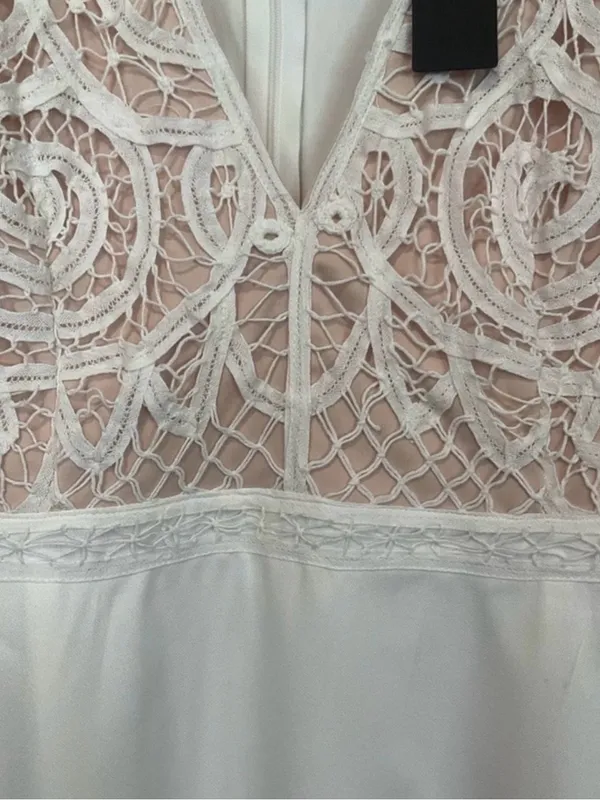 NWT Lulus Florentia White Crochet Skater Mini Dress - Size: Large - Image 5
