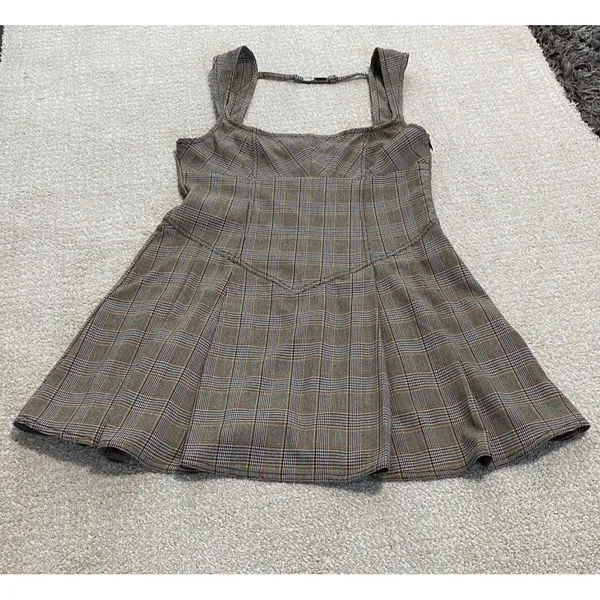 BDG Plaid Fit & Flare Mini Sleeveless Open Back Dress Size L - Image 4