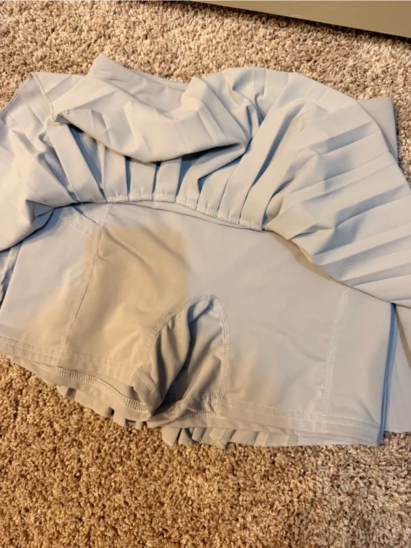 Pleated A-Line Skirt in Light Beige - Image 3