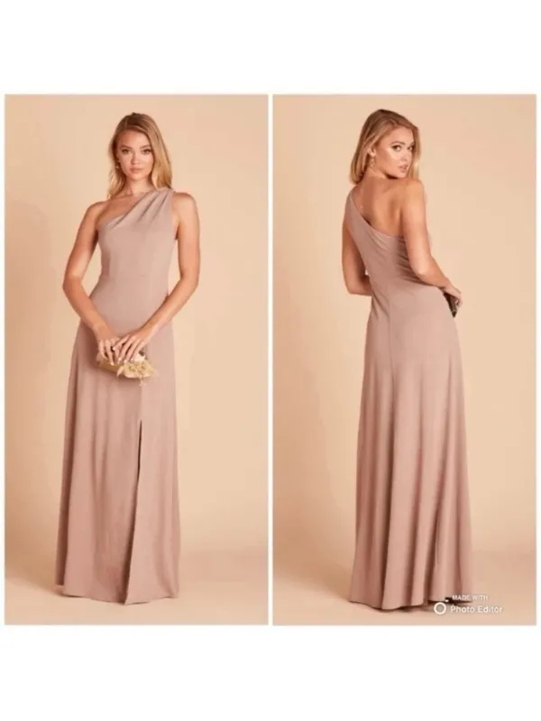 Birdy Grey One Shoulder Kira Crepe Dress in Taupe size xs - Image 2
