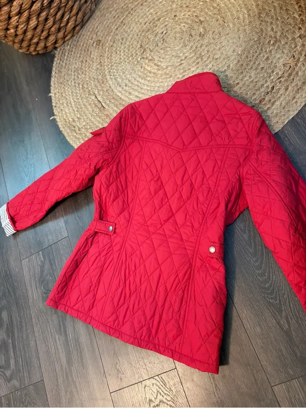 Barbour Bright Red Quilted Field Jacket - Image 8