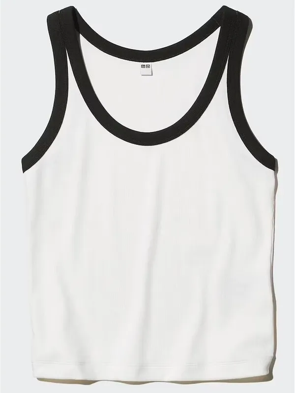 Uniqlo Soft Ribbed Tank Top | Ringer NWT Off White Small - Image 4