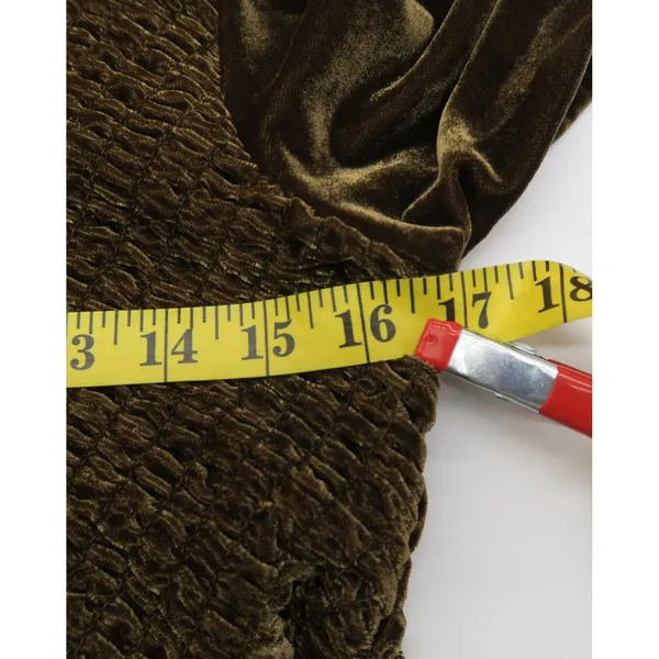 Free People Brown Bear Velvet‎ Smocked Mini Dress Long Sleeve Small - Image 7