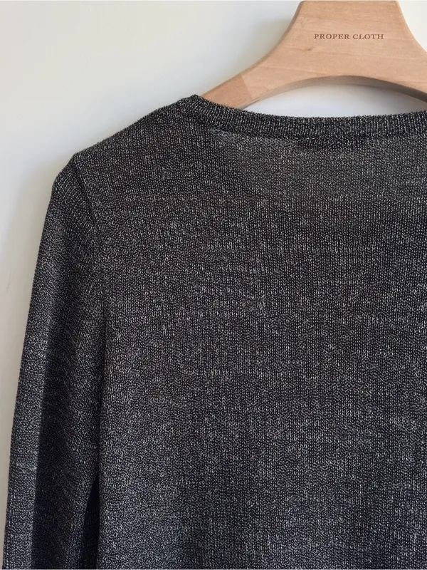 Zara Black Silver Metallic Knit Cardigan Statement Buttons Size L - Image 10