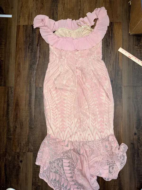 Selfie Leslie Blush Pink Off-Shoulder Ruffle High-Low Dress - Image 15