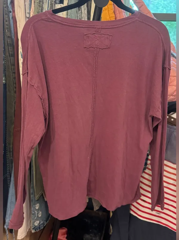 NWOT Free People We The Free Nina Long-Sleeve Tee - maroon wine - XS - Image 7