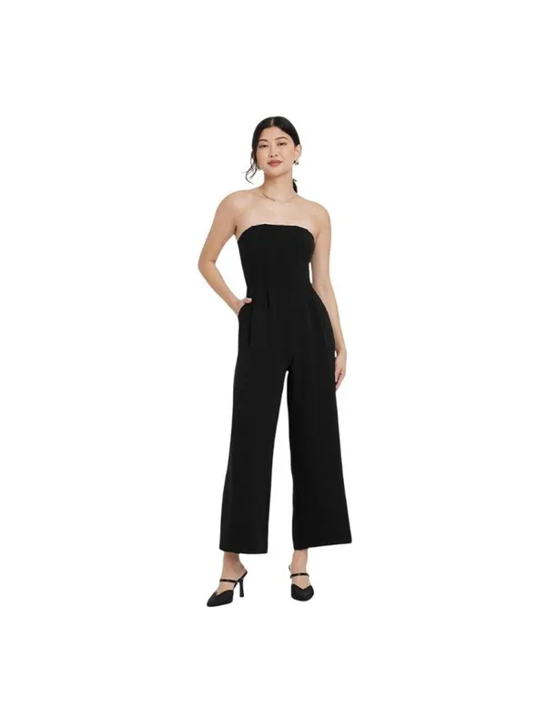 A New Day Strapless Smocked Bandeau Jumpsuit with Pockets 93534280 Black M - Image 7