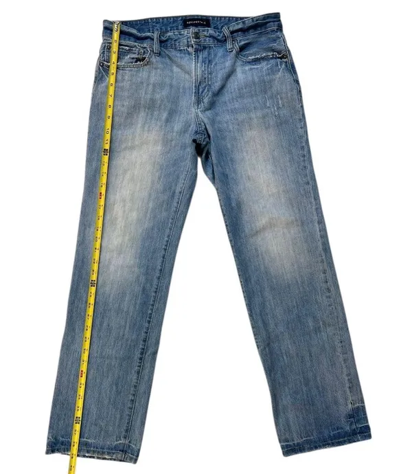 Aeropostale Denim Blue Jeans Mens Size 32/32 Slim Straight Distressed Inseam 30” - Image 9