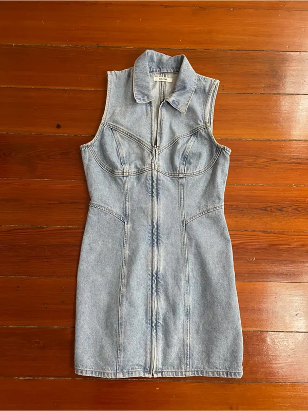 GRLFRND Denim Selena Cotton Zip Front Western Corset Mini Dress Sz S 🧡🎀 - Image 9