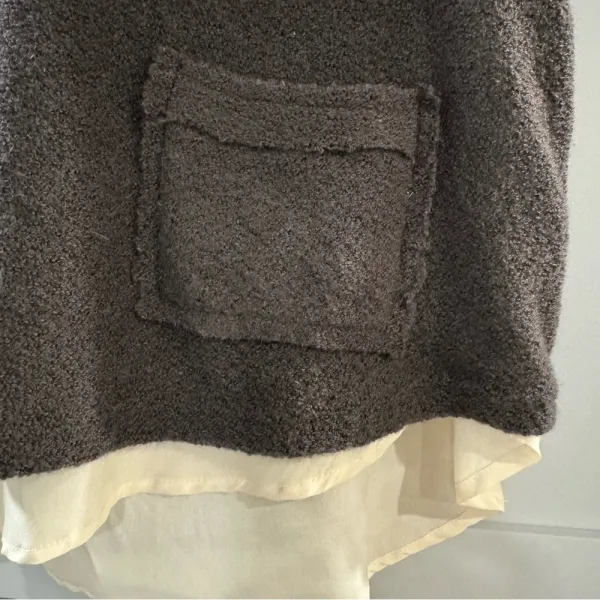 Anthropologie Comme Toi Short‎ Sleeve Sweater w/cream lining and Distressed Trim - Image 4