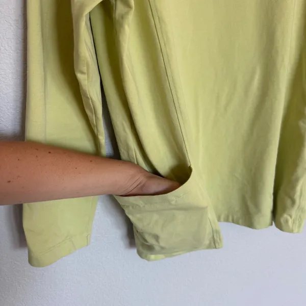 Eileen Fisher Green Cotton Spandex Boat Neck Pocket Top Medium Casual Relaxed - Image 4