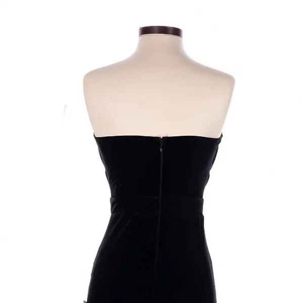 Lulus Moody at Midnight Black Velvet Notched Strapless Jumpsuit Small Party - Image 6