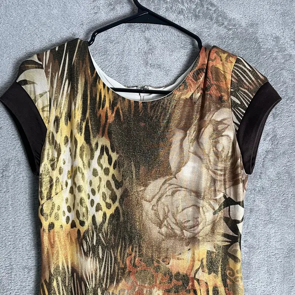 Vintage Cache Abstract Animal Print Dress Boho Glam Y2K Baddie 2000s Glam Size 4 - Image 5