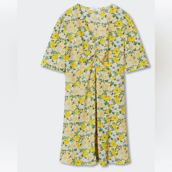 New Mango MNG Ruched detail floral print mini dress, size small, size 4 - Image 8