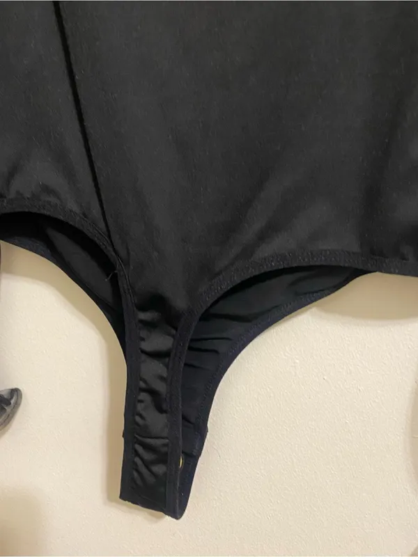 FeelinGirl Womens M Black Bodysuit Puff Sheer Sleeves Square Neck Goth NWOT New - Image 3