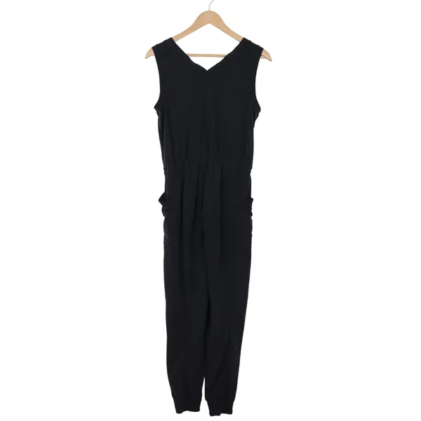 Lou & Grey Jumpsuit Womens S Jogger Black Sleeveless V-Neck Drawstring Excellent - Image 5