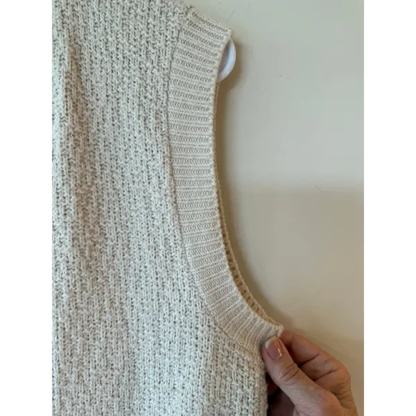 Vintage Milrank Open Front Sweater Vest Cream Medium Coastal Grandma Preppy - Image 4