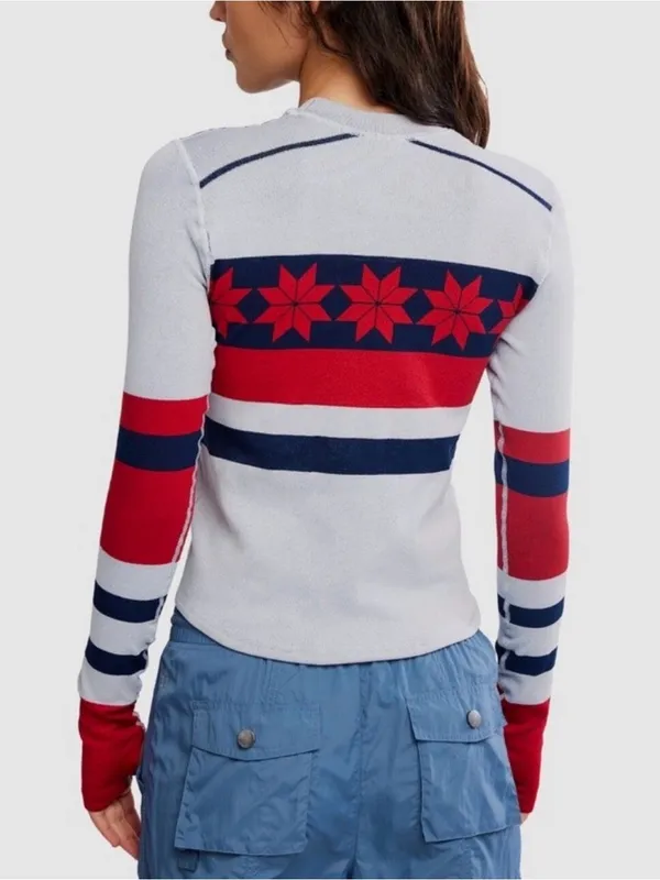 NWOT Free People Movement Myoko Jacquard Thermal Layer Top $98 XS/S - Image 2