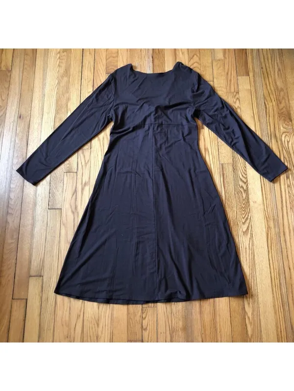 Spiegel Vintage 90s EUC Women's Chocolate Brown Empire Waist Knit Dress Size L - Image 7