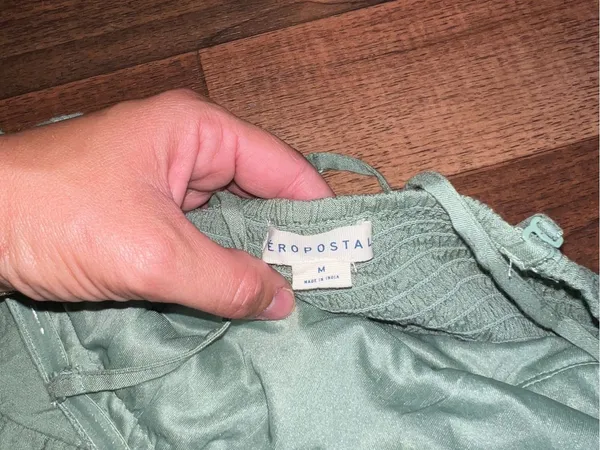 Aeropostale Olive Green Spaghetti Strap Mini Dress medium - Image 7