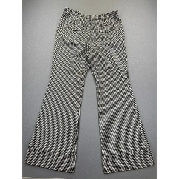Maeve Anthropologie Houndstooth Flare Leg Trousers‎ Black White Womens Size 10 - Image 9