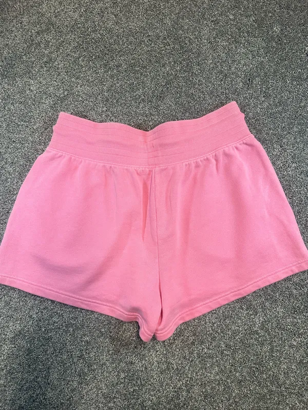 Yogalicious Pink Terry Loop Athletic Shorts with White Side Stripes, Large - Image 5