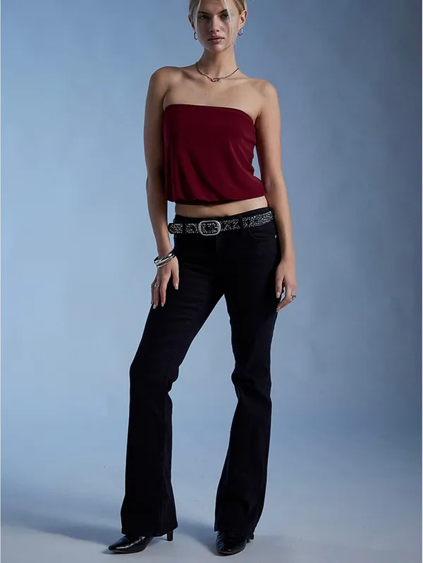 Pacsun Third Charm Penelope Strapless Bubble Tube Top NWT Burgundy Small - Image 5