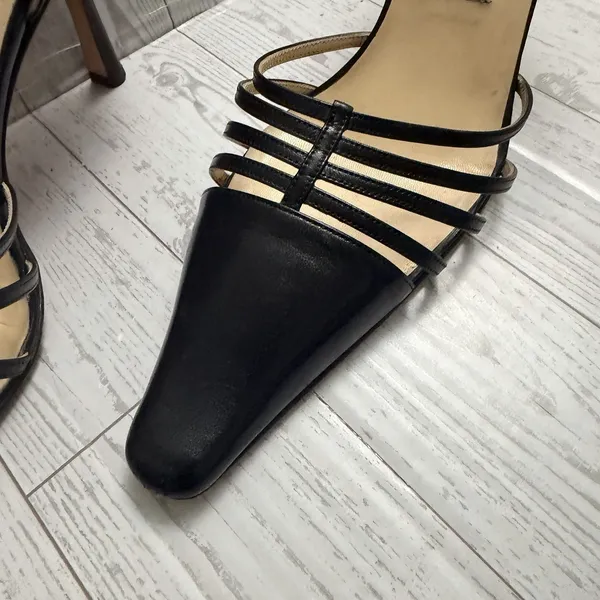 00s Y2k‎ JIMMY CHOO Black Strappy Cut Out Pointed Toe Stiletto Heeled Shoes 38.5 - Image 2