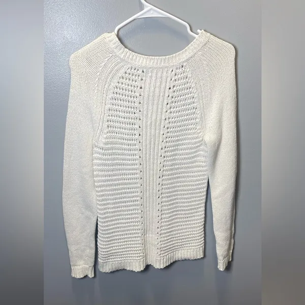 Lilly Pulitzer Women's Chunky Knit Long Sleeve Cream Crew Neck Sweater‎ SZ Large - Image 2