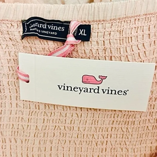 Vineyard Vines Pink Off Shoulder Smocked Ruffle Maxi Dress Coastal Wedding Guest - Image 8
