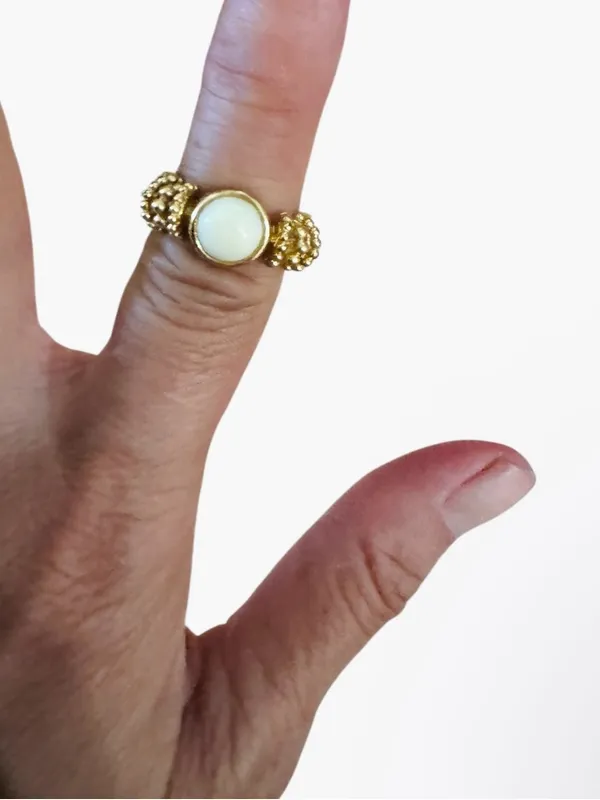Sézane Gold Ring with White Center Stone - Women's Fashion Jewelry - Image 2